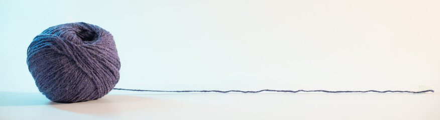  Blue Yarn Ball on White Background