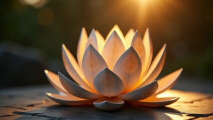Buddhism, Three jewels: Buddha, Dharma, Sangha Minimalist photo of a monk wearing an amulet depicting the Three Jewels, a mountain lake reflecting morning light.