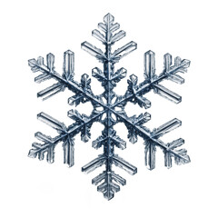 High quality macro image of a realistic snowflake isolated on white background. 