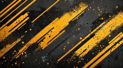 Abstract Black And Yellow Diagonal Stripes Design