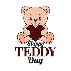 Happy Teddy Day Cute Teddy and Typography Vector Illustration image