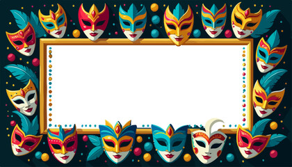 Colorful Carnival Mask Frame for Party Art
