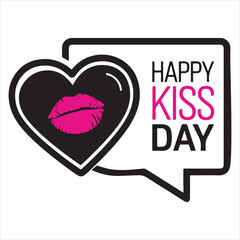 Happy Kiss Day Gorgeous Logo Type Lip with Text Vector Illustration