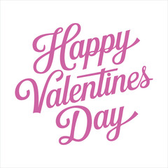 Happy Valentines Day Typography Calligraphy Hearty Vector Illustration