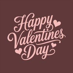 Happy Valentines Day Typography Calligraphy Hearty Vector Illustration
