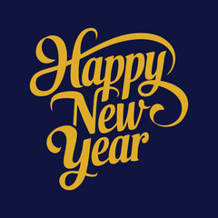 Happy New Year Typography Design For New Year Vector Illustration clean art