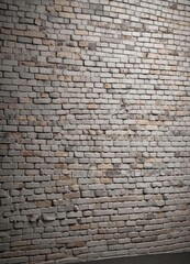 Brick wall with a seamless pattern of white bricks against a dark and moody background, dramatic effect, dark background
