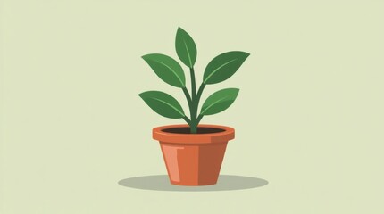 Potted Plant Icon with Overflowing Leaves
