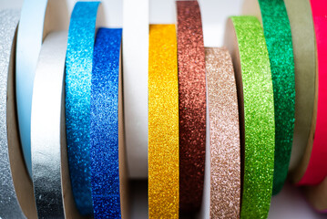Multicolored cake bases stacked in a neat arrangement for baking and display