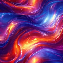 A beautiful background of colorful liquid waves with neon light reflections, glowing and shimmering in the dark.