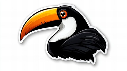 Naklejka premium Vibrant toucan illustration, showcasing its large, colorful beak and striking plumage.