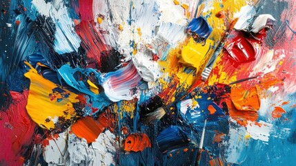 Vibrant Abstract Acrylic Paint Strokes on Canvas