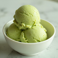Match green tea ice cream in a bowl