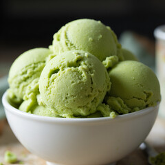 Match green tea ice cream in a bowl