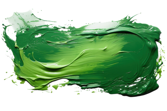 Green paint spread across a canvas creating an artistic texture in an indoor studio setting