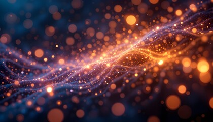 Obraz premium Abstract connected dots and lines. Concept of AI technology, Motion of digital data flow.