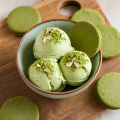 Match green tea ice cream in a bowl