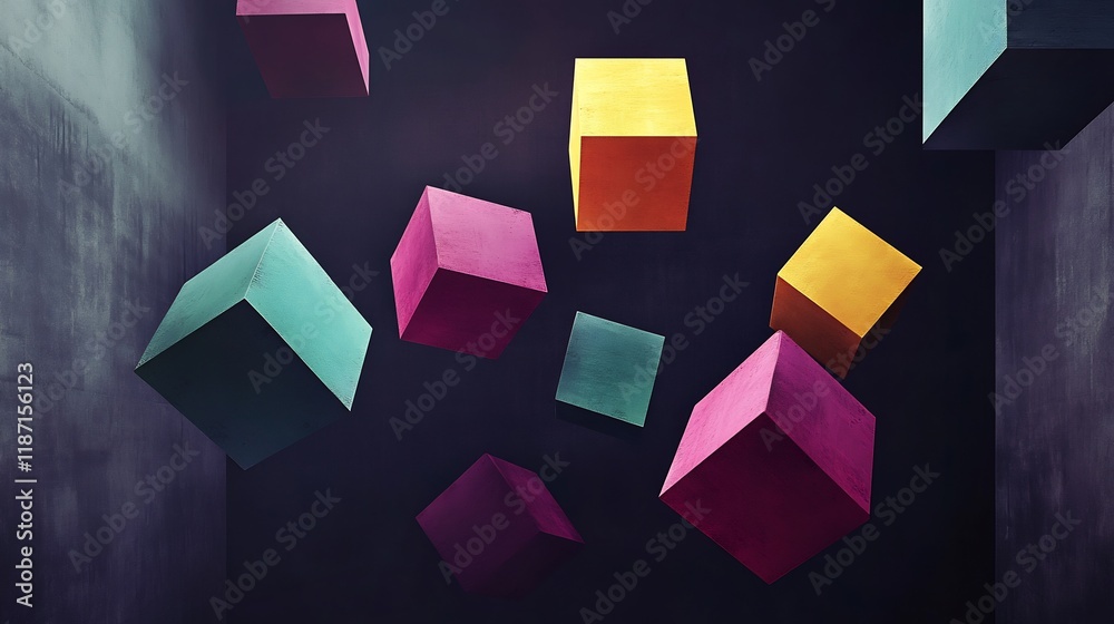 Aufkleber value proposition conceptualized intersecting vibrant geometric shapes floating a minimalist dark sp