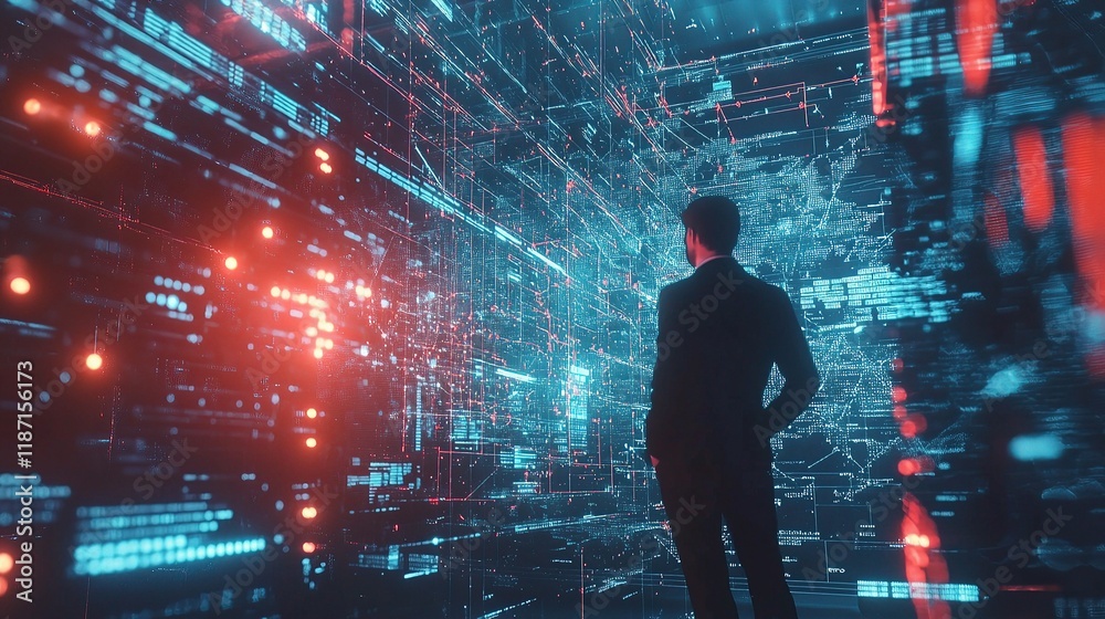 Poster it professional analyzing data and software in a virtual environment