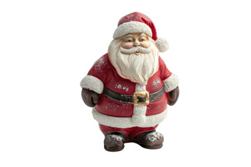 Obraz premium Festive Santa Claus Figurine Carrying a Sack of Gifts: A Classic Christmas Decoration for Holiday Displays and Seasonal Celebrations PNG Icon on transparent background