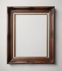 Elegant dark wood frame for picture on white backdrop, picture, dark wood