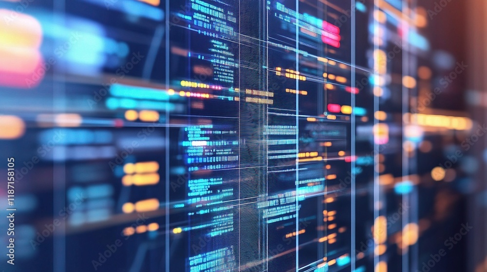 Poster dynamic big data visualization with information and analytics lines