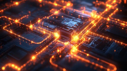 Value chain visualized glowing interconnected pathways leading radiant final outputs