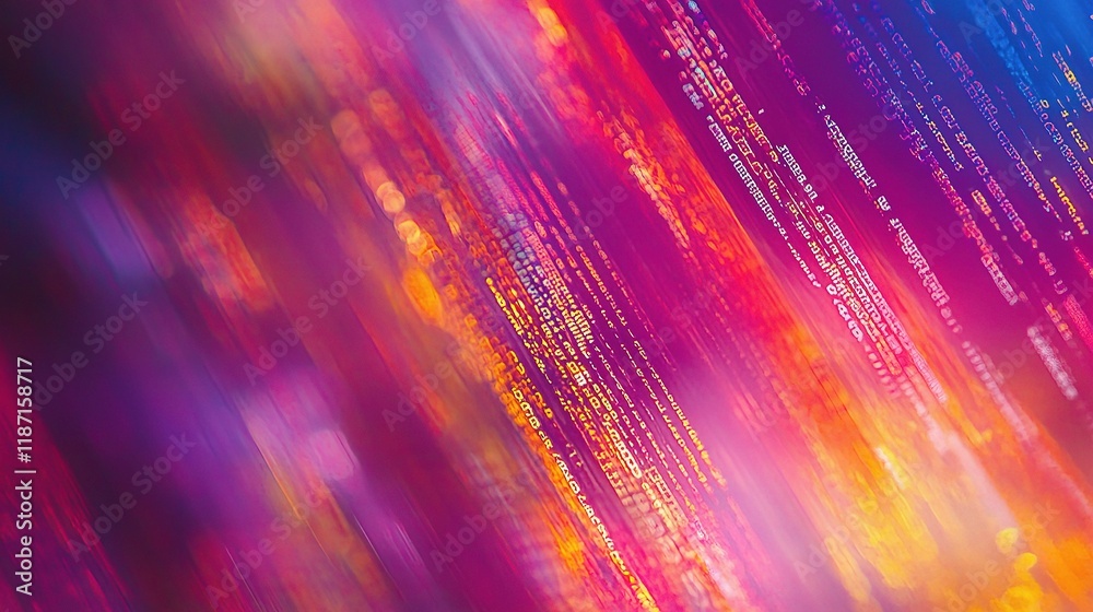 Fototapete Vibrant Abstract Overlay of Programming Code Lines on Colorful Background