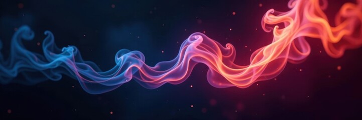 Fototapeta premium Intense spotlight illuminates rotating smoke tendrils on black , contrast, bright