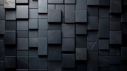 3D Geometric Pattern with Dark Cubes in Various Heights and Shades
