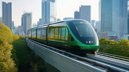 Naklejka premium High-Speed Technology Concept with Modern Train in Urban Setting