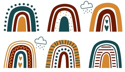 A colorful set of boho rainbow digital art. Cozy colorful rainbow illustrations. colorful pattern digital prints for background and wallpaper. ornament journal cellophane tape fun pattern 