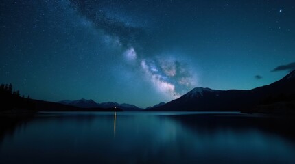 Starry Night Reflection over Calm Lake