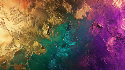 Vibrant abstract texture with gold, green, and purple hues