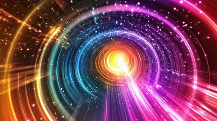 Obraz premium Vibrant Sci-Fi Hologram Patterns with Neon Glow and Dynamic Lines