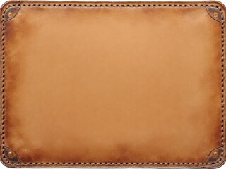 Brown rectangular leather texture with stitched edges