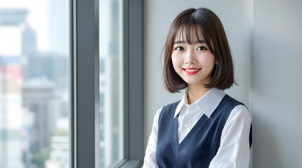 Young Japanese Businesswoman at Her Office Desk / オフィスデスクに座る若い日本人女性