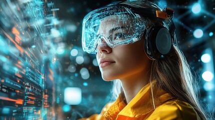 Female Technician Engaged in Server Room Operations with Advanced Tech