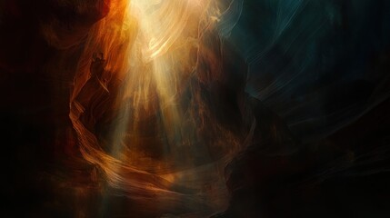 Sunbeams illuminate a vibrant, swirling canyon interior.