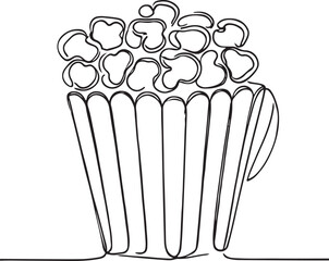 Creative Line Drawing of Popcorn for Vector Art
