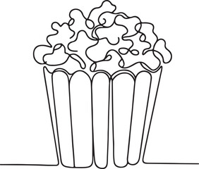 Creative Line Drawing of Popcorn for Vector Art