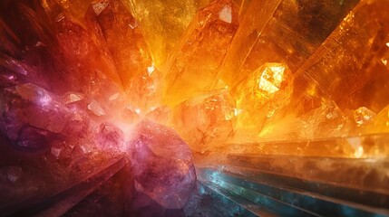 Colorful crystal with yellow and purple color.