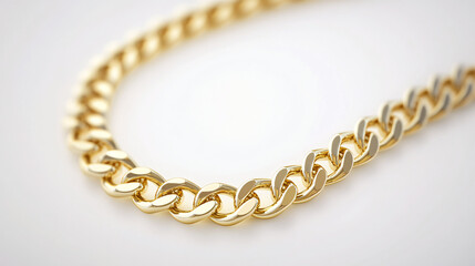 Obraz premium A minimalist gold chain necklace displayed on a clean white surface with a polished finish showcasing its simple yet elegant design 