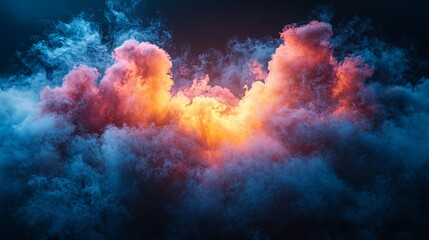 Vivid, colorful smoke clouds illuminated from below.