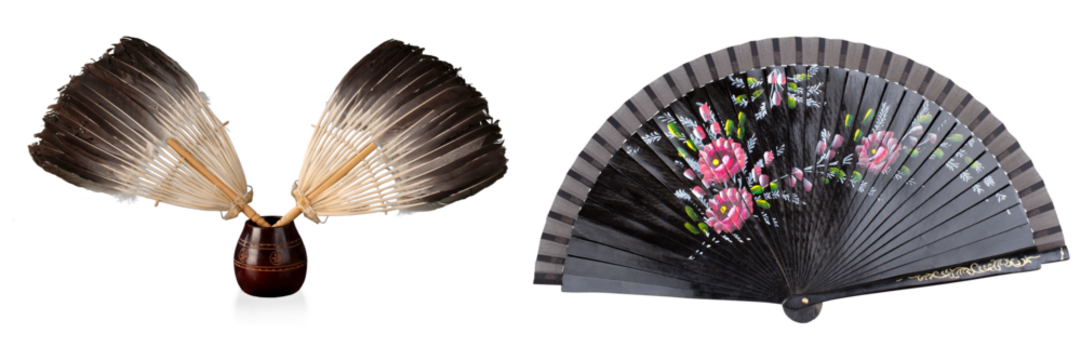 Set of A Chinese Fan Decorations isolated on transparent background
