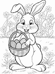 happy easter, easter bunny coloring page. printable. vol 1.