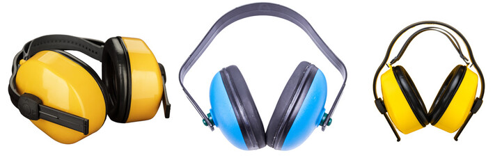 Set of A yellow Swim Ear Muffs Waterproof isolated on transparent background