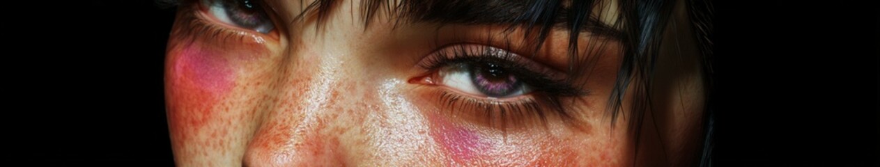Close-up of a woman's expressive eye with artistic makeup details