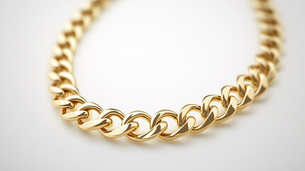 Obraz premium Elegant gold chain with thick links and a polished finish displayed on a plain white background for a modern luxury look 