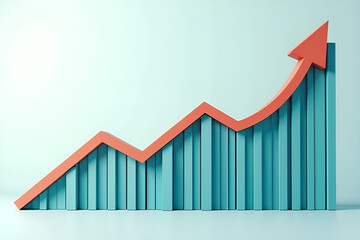 Long business growth curved arrow. Financial goal background template. Investment economy value concept	
